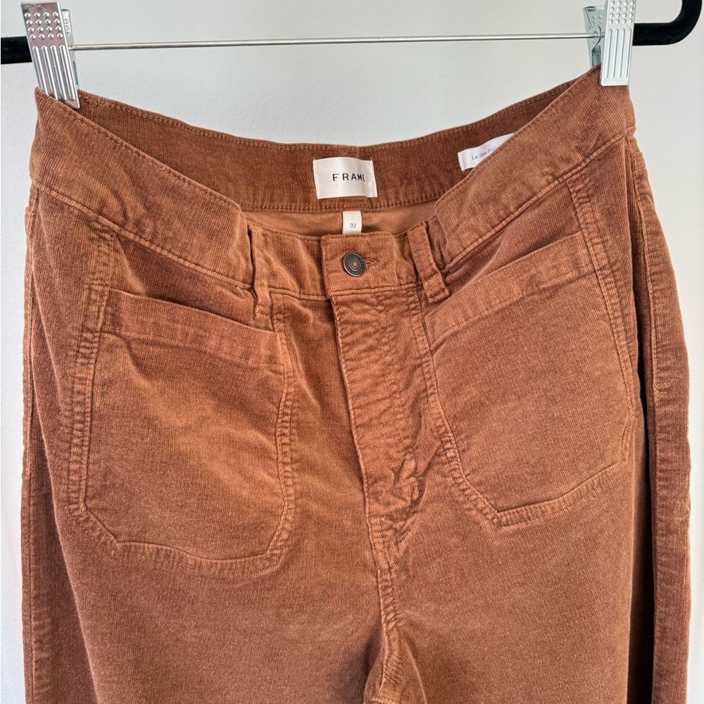 FRAME Le Slim Palazzo Patch Pocket High Waist Wide Leg Corduroy Jeans - Picture 3 of 9